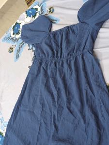 Blue Puff Sleeve Dress