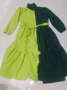 Two-Tone Midi Shirt Dress