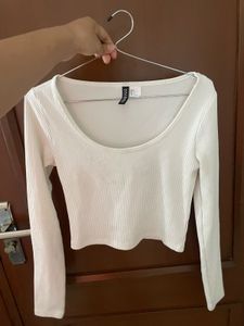 White Long Sleeve Crop Top