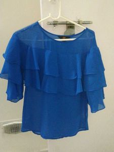 Blue Ruffled Top