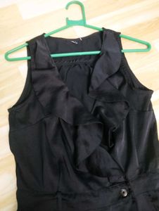 Wrap-on Satin Black One Piece