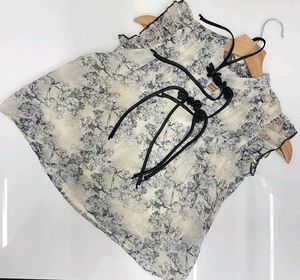 New KOREAN Floral Print Tie Neck Sleeveless Top
