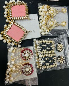 4 Pair Earrings Combo Fabric Hand Made Earring