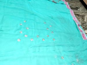 Aqua Embellished Saree💥💥🥻 Very Low Price