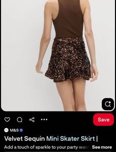 M&amp;S Sequin Brown Mini Skirt