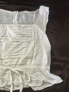 White Lace Trimmed Top