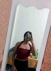 maroon tube top with scarf 💅🏻