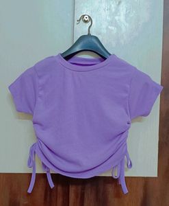 Women Rushed Lavender Crop Top💜
