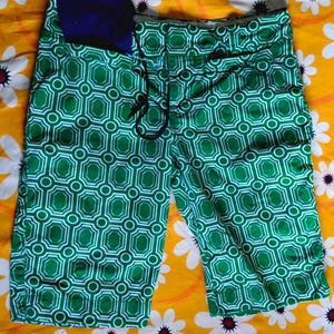 Green Patterned Shorts