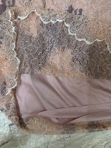 Zara Pink Mauve Delicate Lace Midi Dress
