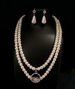 White pearls necklace set with cute chunky earring