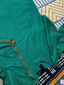 Saya Women Green Cotton Jacket Style Kurta