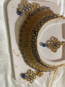Elegant Gold &amp; Blue Jewelry Set
