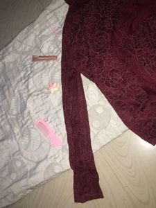 Maroon Floral Print Top