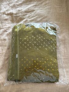 Olive Green Bandhani Saree