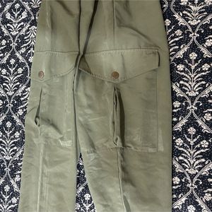 Zara- Linen Jogger Trousers Green | Size-medium