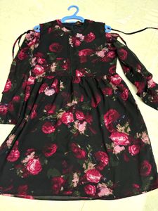 Black Floral Print Dress