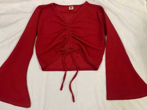 Red Tie Front Crop Top