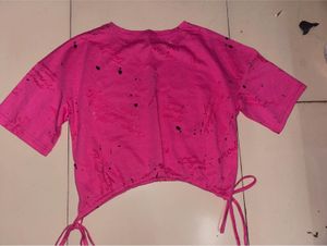 Pink Graphic Crop Top