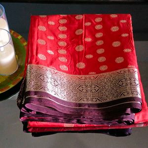 🛍️ Red Banarasi Silk Saree ⭐⭐⭐⭐⭐