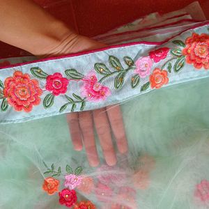 Floral Embroidered Net Saree