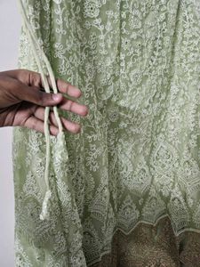 Elegant Pastel Green Embroidered Lehenga Set
