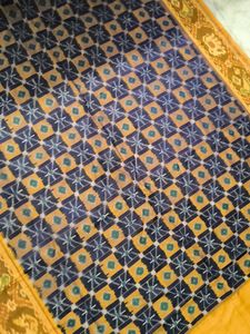 Vintage Ikat Saree Yellow &amp; Navy