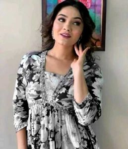 Floral Print Alia Cut Kurta