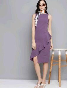 Chic Purple Ruffle Hem Dress