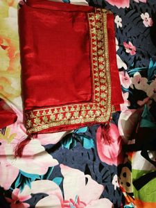 New Maroon Saree with Designer Blouse Piece