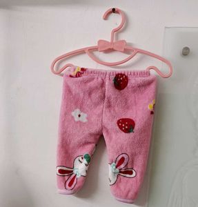 Cute Pink Printed Baby 3 peice set