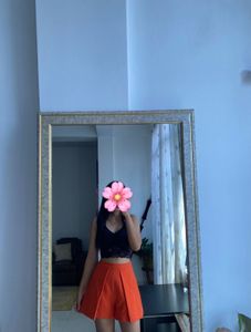 Orange Pleated Shorts &amp; Halter Top
