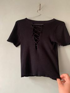 Ribbed Tie Up Top