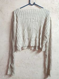 Oversized Cropped Knit Fashion Shrug
