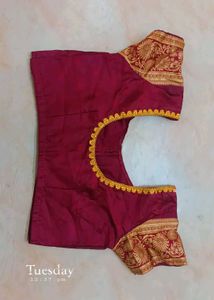 Maroon &amp; Gold Sari Blouse