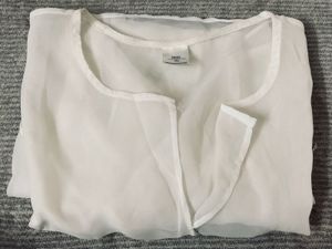 White Sheer Pocket Blouse