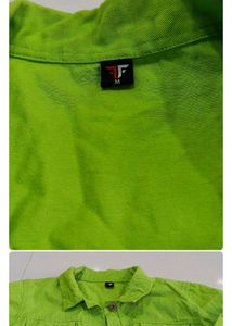 Lime Green Cropped Denim Jacket