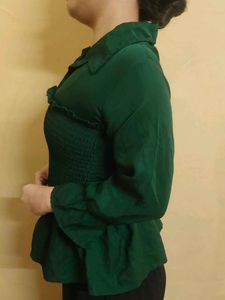 Bardot Style Dark Green Top