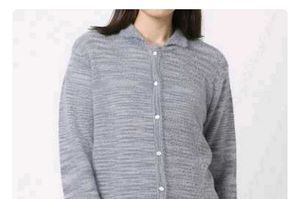 Grey Textured Knit Cardigan