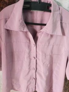 Vintage Pink Button-Down Top