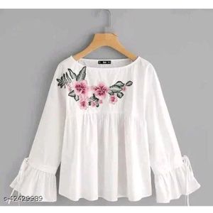 Floral Embroidered White Top