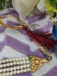 Pearl and Gold Tone Adjustable Necklace