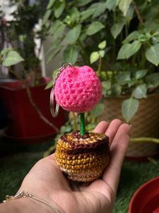 Crochet Flower Pot Keychain