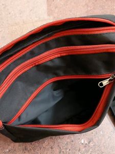 Office Sling BAG Men &amp; Women- Black And Red Polyester