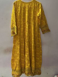 Yellow Embroidered anarkali  Kurta