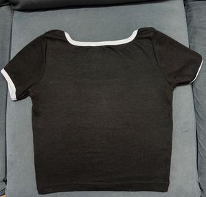 Black Square Neck Crop Top