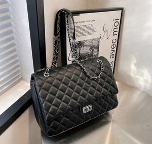 Chanel Inspired Black Quilted Jumbo Sling