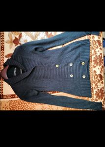Navy Blue Woolen Over Coat For Styling