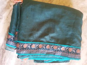 Green Lace Border Saree