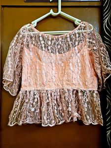 Elegant Pink Lace Top/Blouse
